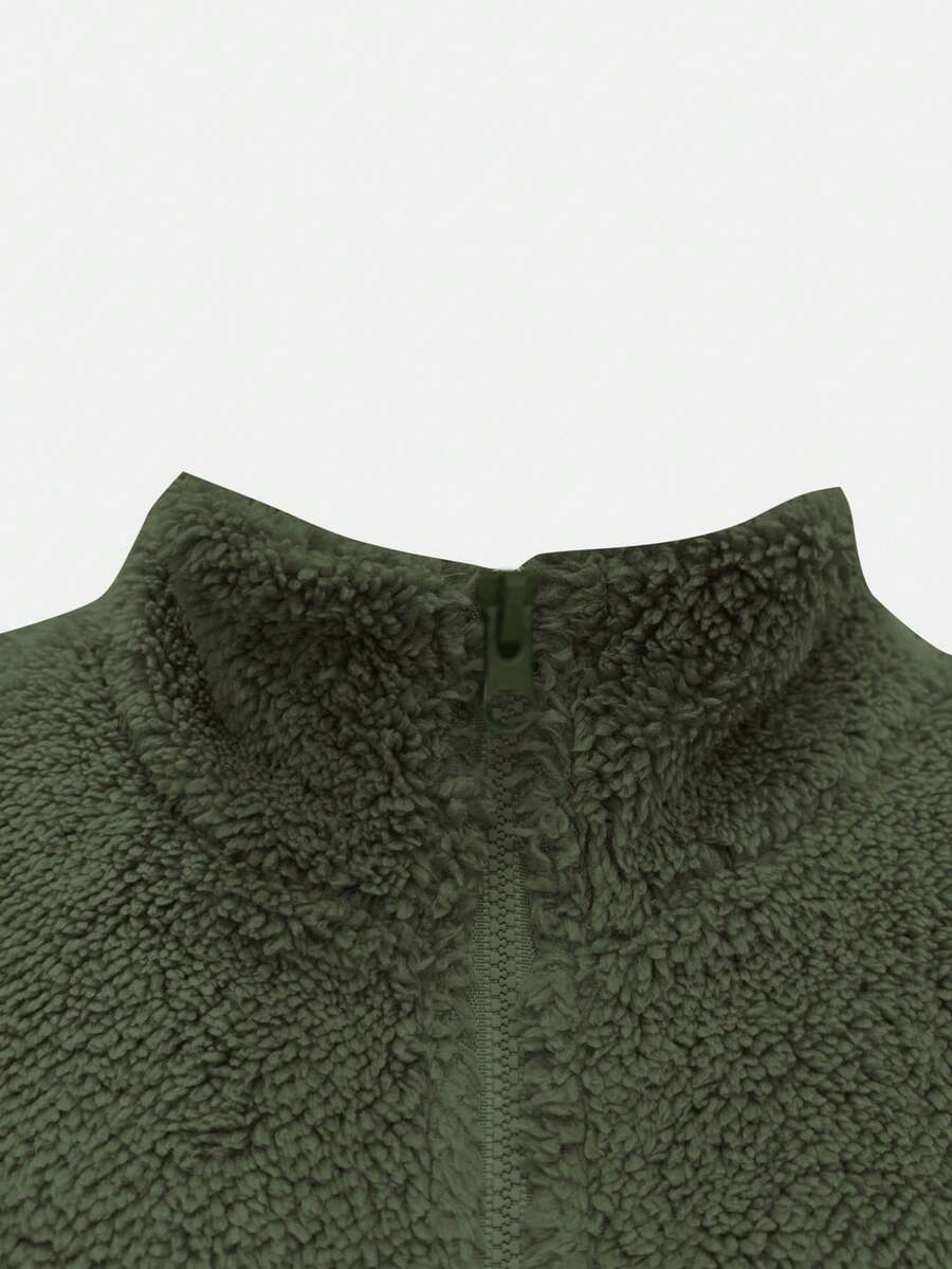 Women's Solid Color Thick Warm Double-Sided Fleece Zip-Up Jacket, Winter