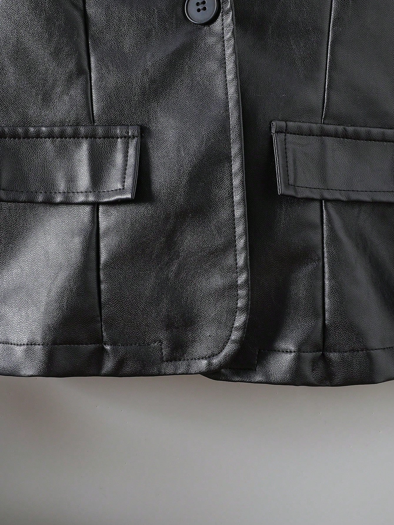 4-7 Years Old Girls Autumn New Jacket, Lapel Fake Pocket PU Leather Long Sleeve Cool Jacket Coat, Suitable For Outings, Parties, And Daily Wear