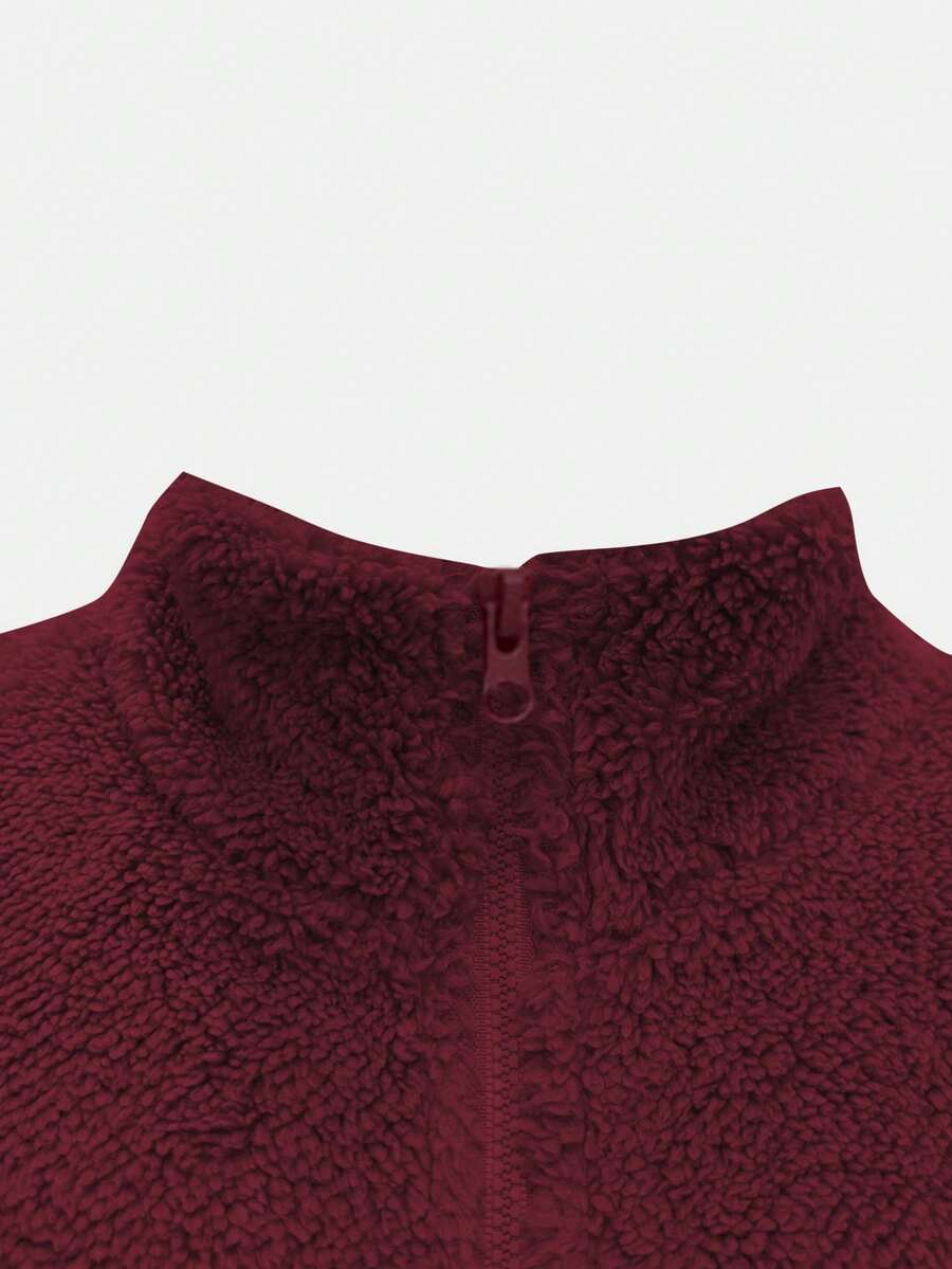 Women's Solid Color Thick Warm Double-Sided Fleece Zip-Up Jacket, Winter
