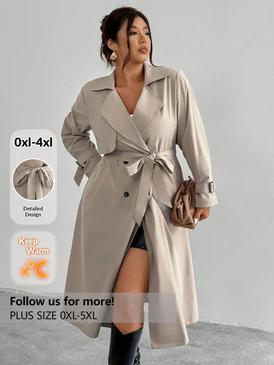 Firerie Elegant Gathered Waist A-Line Long Sleeve Windbreaker Jacket, Autumn/Winter Fall