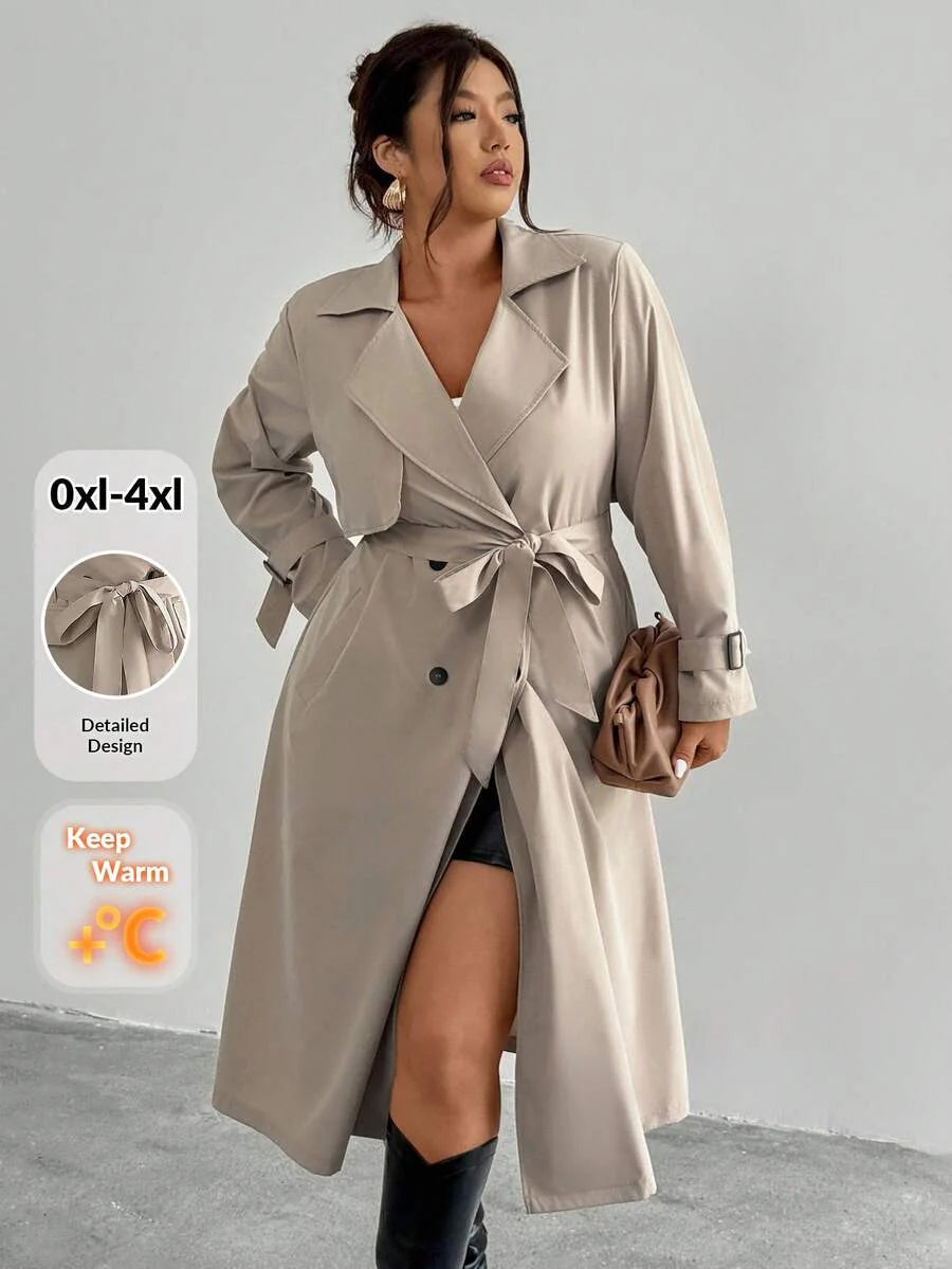 Firerie Elegant Gathered Waist A-Line Long Sleeve Windbreaker Jacket, Autumn/Winter Fall