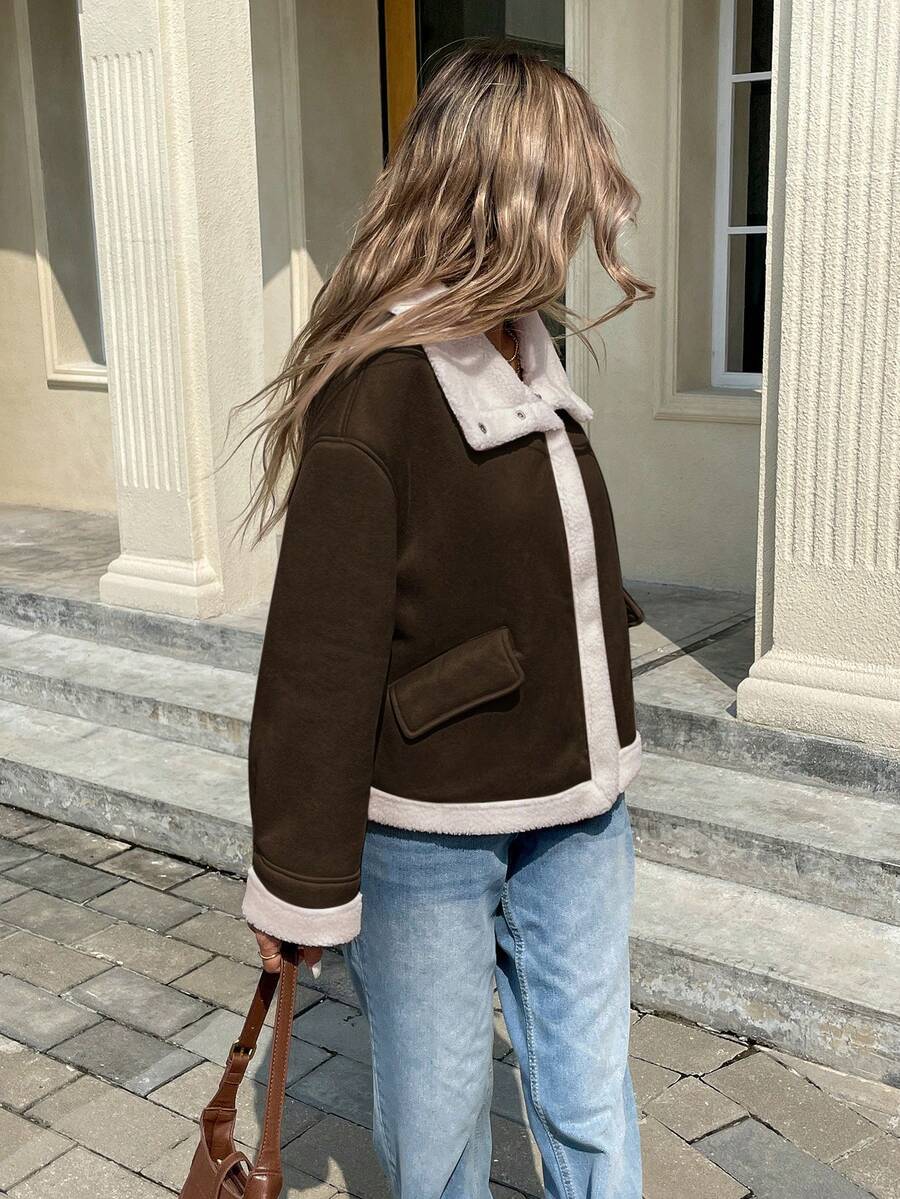 Serisse Winter Women Jacket Women's Loose Fit Zip-Up Collar Thermal Lined Casual Jacket For Fall/Winter Winter Women Coat Jacket