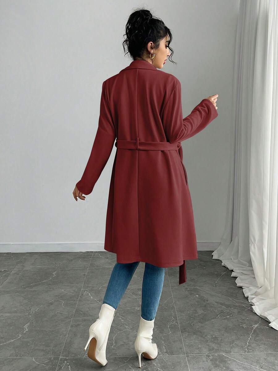 RosyDaze Women's Solid Color Faux Suede Double-Breasted Side Pocket Regular Jacket Fall Winter Cloth For Women