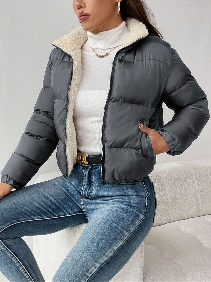 PETITE Women's Warm Thermal Lined Zip-Up Padded Coat, Winter,Cozy Fall And Winter Clothes For Women