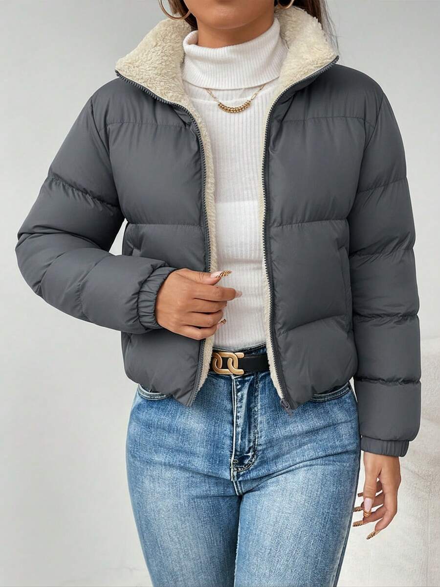 PETITE Women's Warm Thermal Lined Zip-Up Padded Coat, Winter,Cozy Fall And Winter Clothes For Women