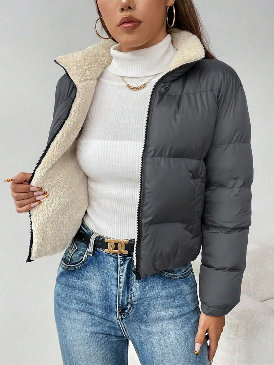 PETITE Women's Warm Thermal Lined Zip-Up Padded Coat, Winter,Cozy Fall And Winter Clothes For Women