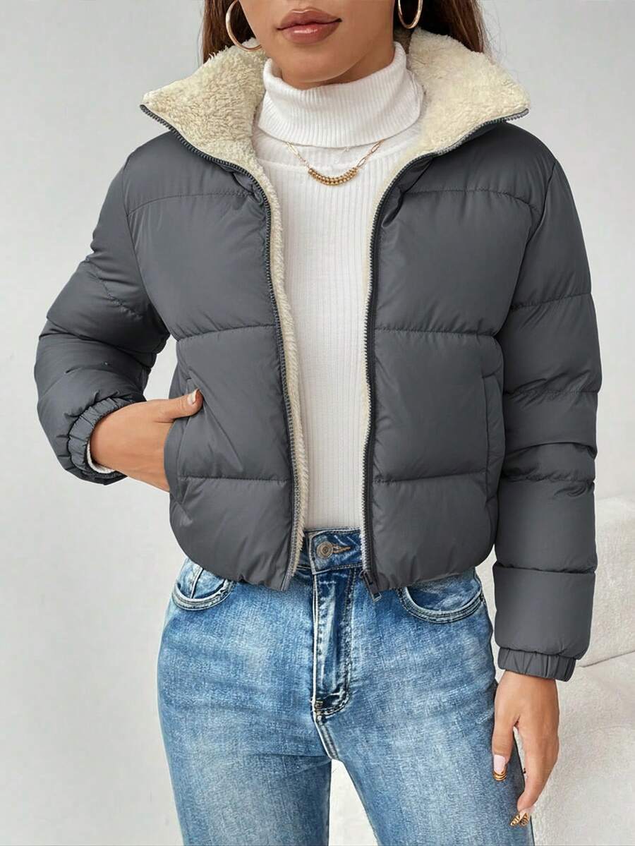 PETITE Women's Warm Thermal Lined Zip-Up Padded Coat, Winter,Cozy Fall And Winter Clothes For Women