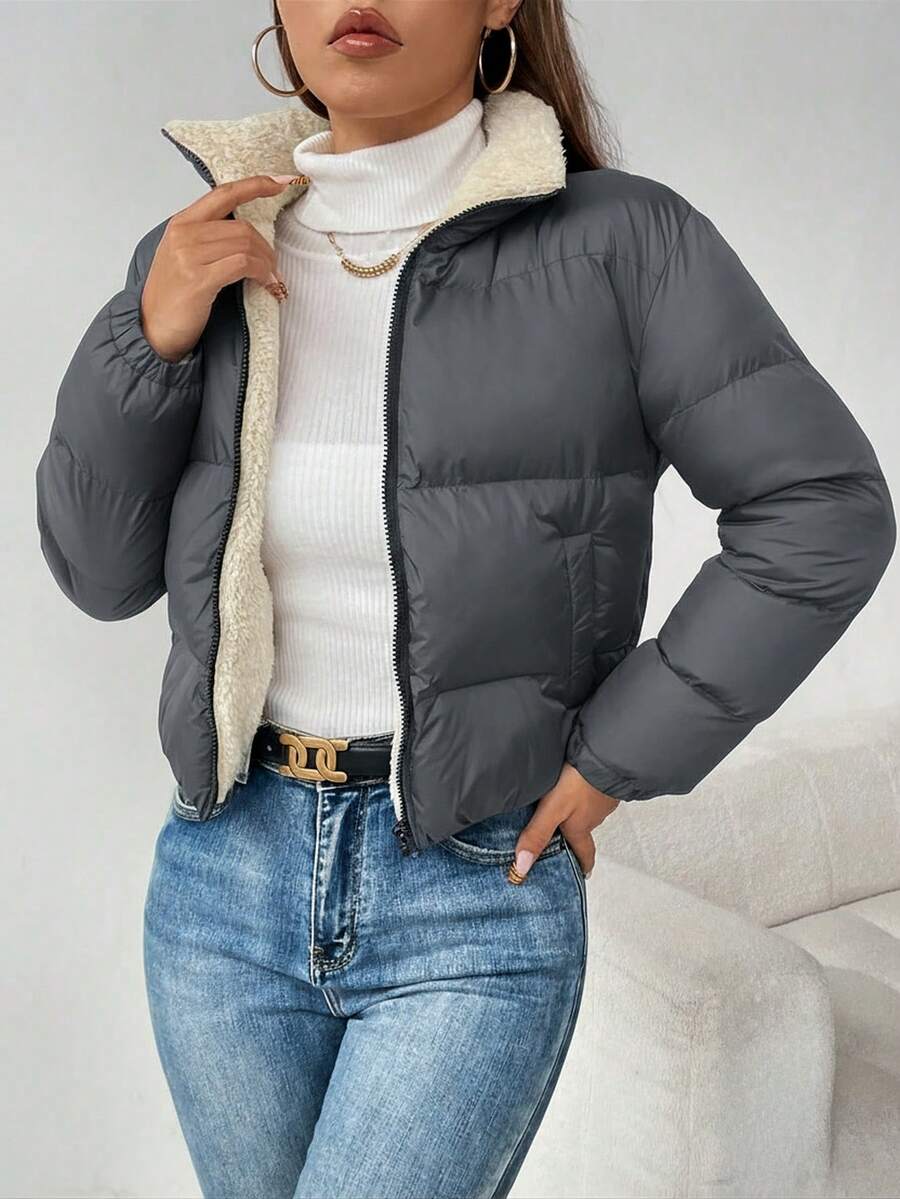 PETITE Women's Warm Thermal Lined Zip-Up Padded Coat, Winter,Cozy Fall And Winter Clothes For Women