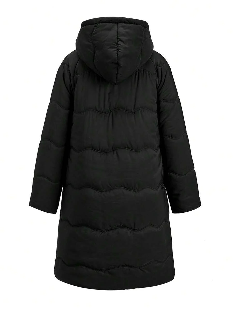 SHEIN Clasi Women Zip Up Hooded Teddy Lined Quilted Coat In Fall/Winter
