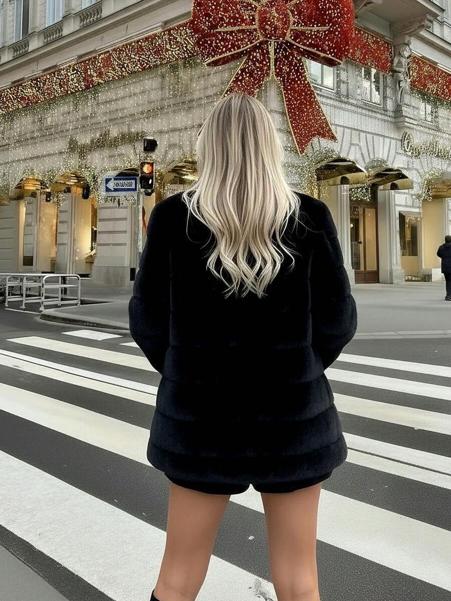 2025 Winter New Women Faux Elegant Fur Jacket Coat, Casual Vintage Loose Long Sleeve Lapel Ladies Fake Fur Outerwear