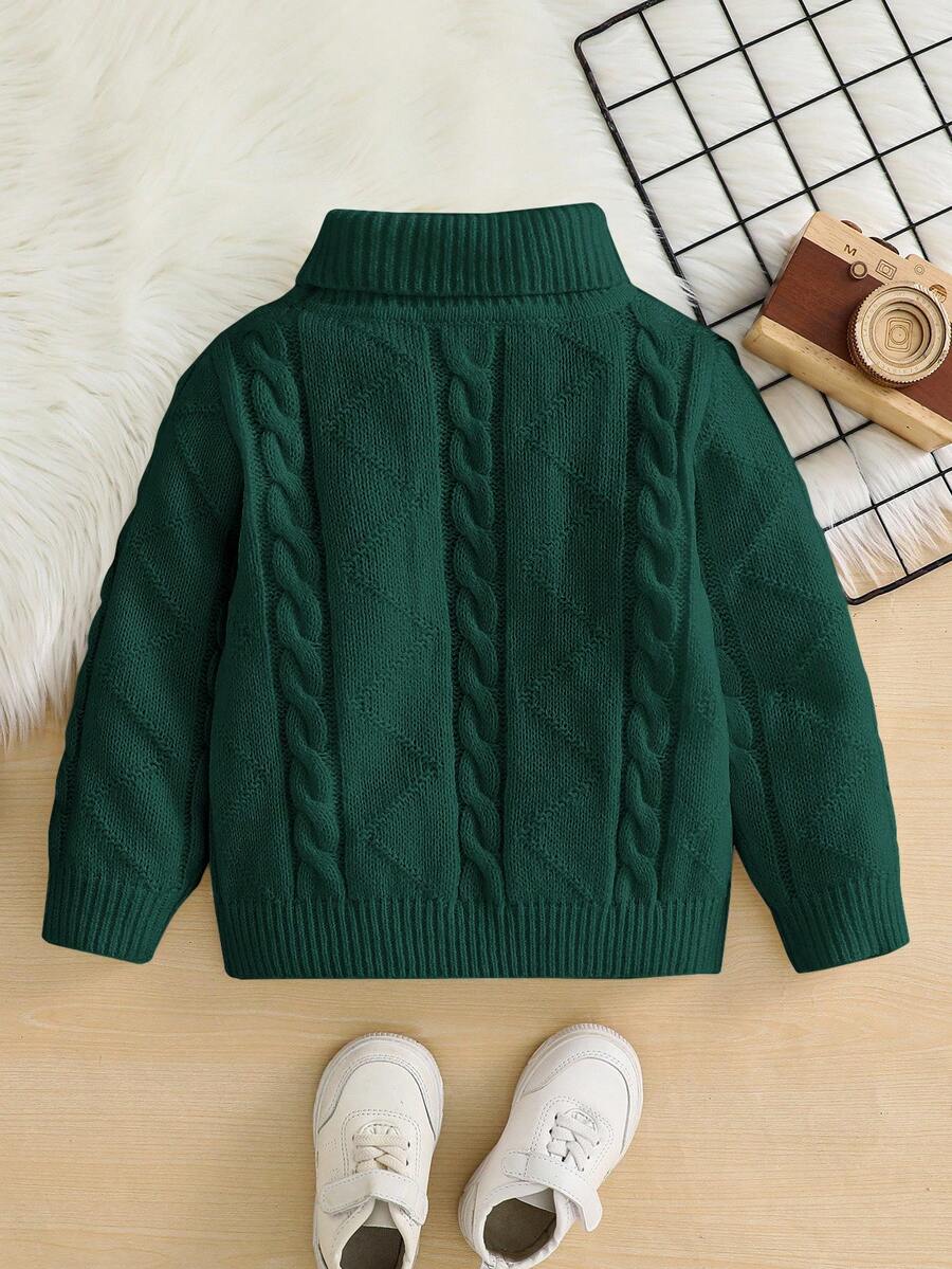1pc Young Boys' Casual Comfortable Solid Color Versatile Loose Fit Turtleneck Sweater