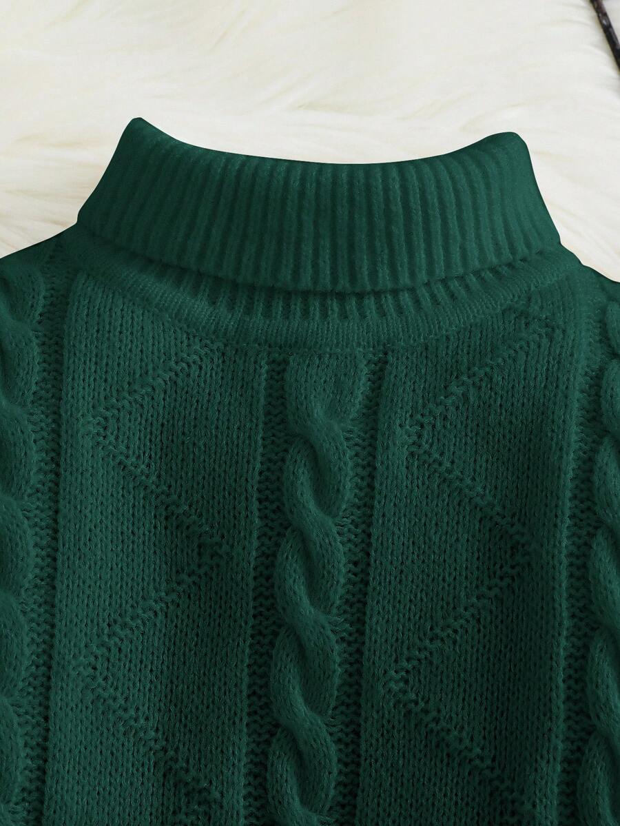 1pc Young Boys' Casual Comfortable Solid Color Versatile Loose Fit Turtleneck Sweater