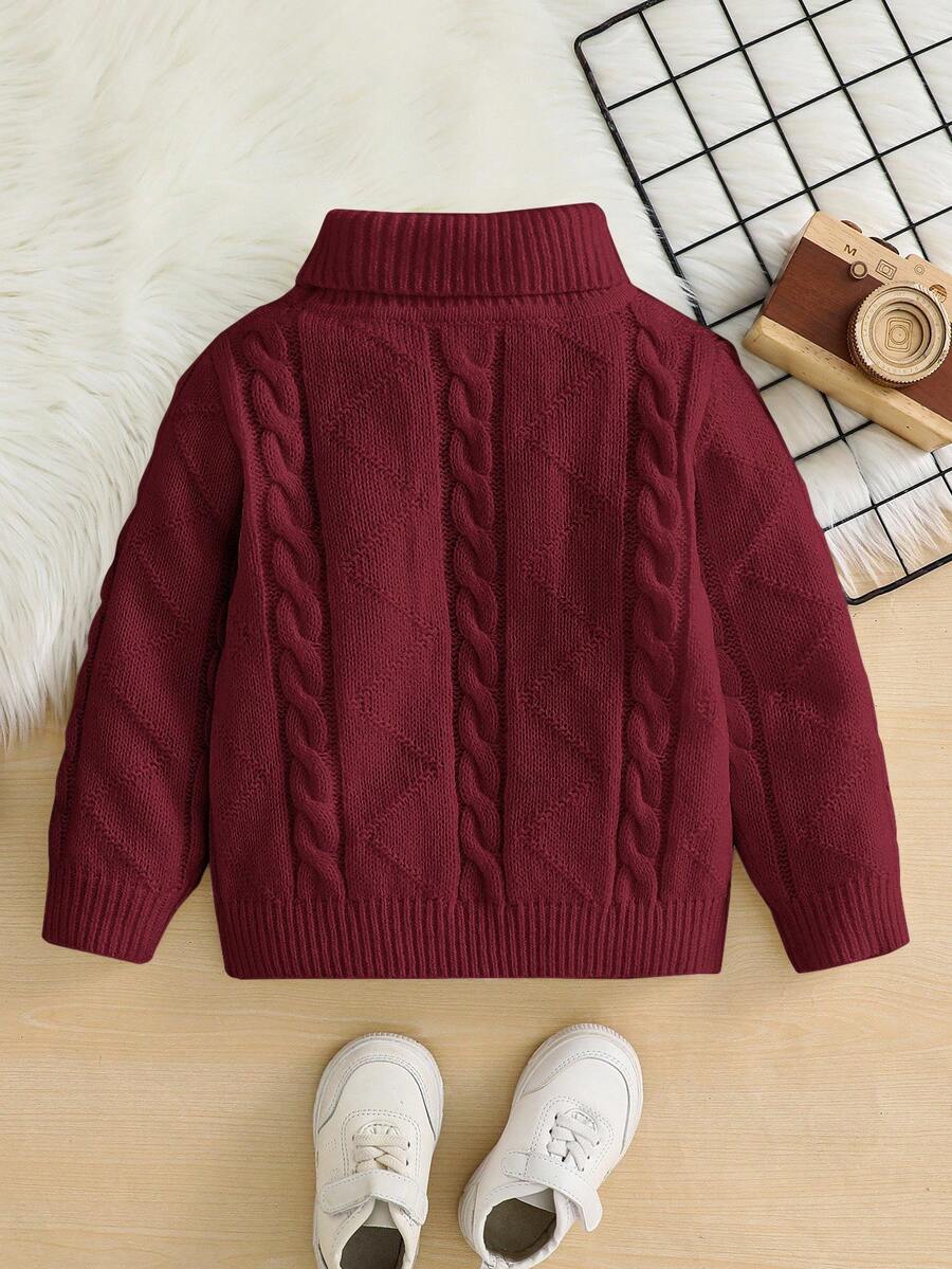 1pc Young Boys' Casual Comfortable Solid Color Versatile Loose Fit Turtleneck Sweater