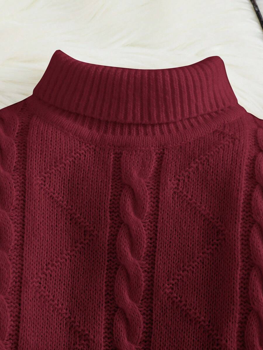 1pc Young Boys' Casual Comfortable Solid Color Versatile Loose Fit Turtleneck Sweater