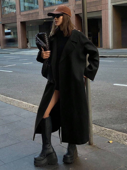 DAZY Women's Solid Color Elegant Long Sleeve Long Coat, Autumn/Winter