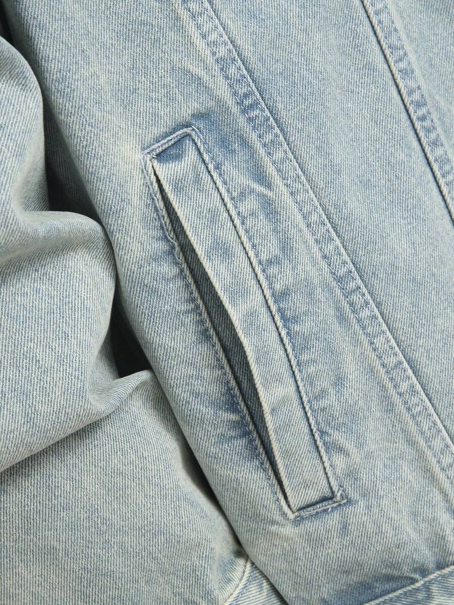 Manfinity Homme Men Cotton Flap Pocket Denim Jacket Without Tee, Fall