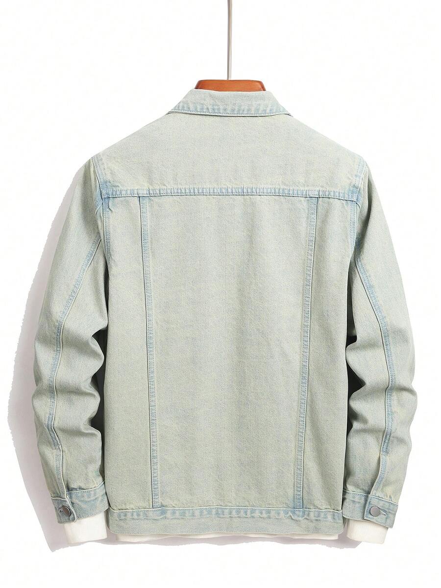 Manfinity Homme Men Cotton Flap Pocket Denim Jacket Without Tee, Fall