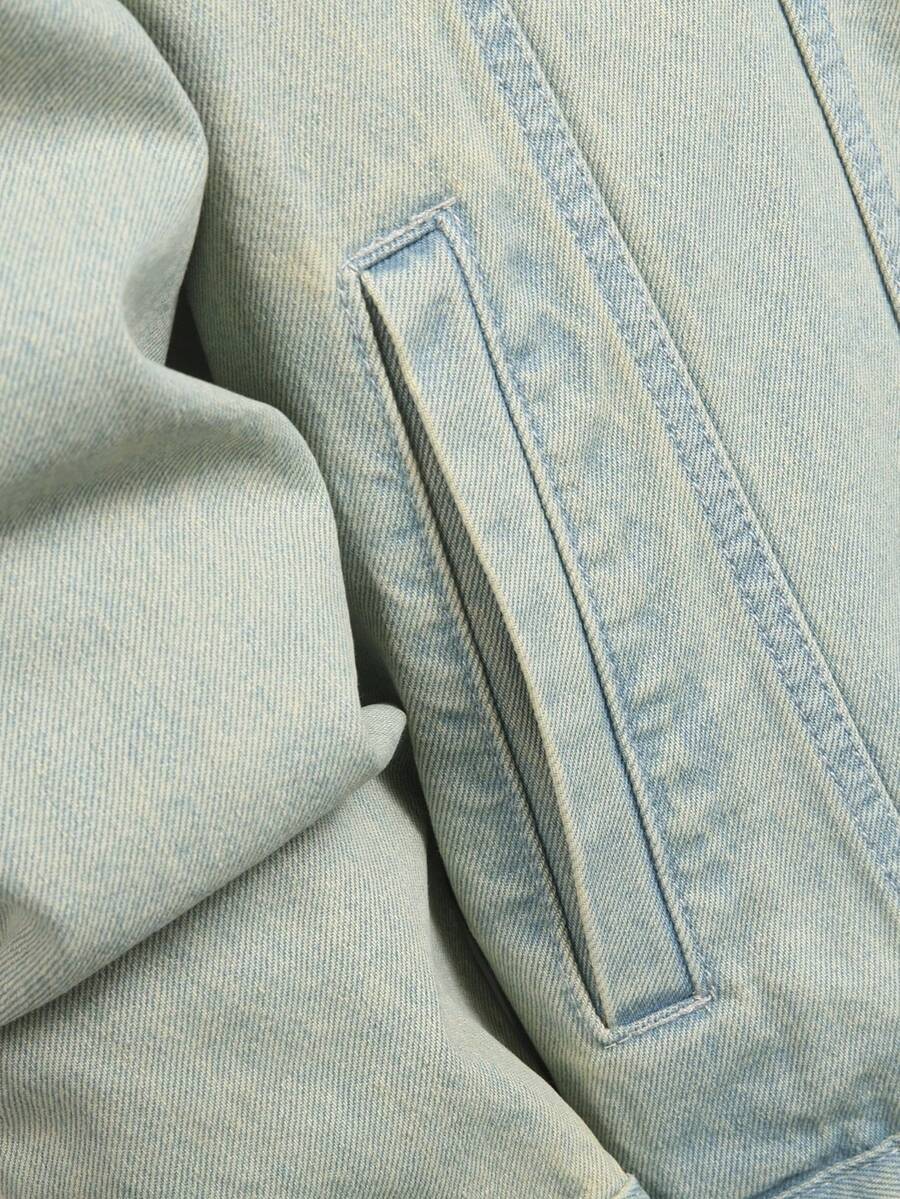 Manfinity Homme Men Cotton Flap Pocket Denim Jacket Without Tee, Fall