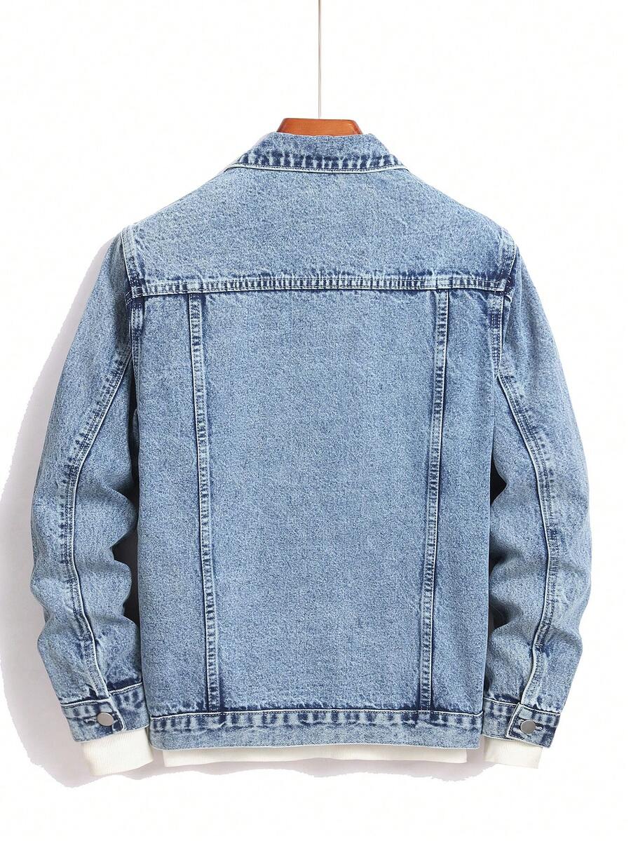 Manfinity Homme Men Cotton Flap Pocket Denim Jacket Without Tee, Fall
