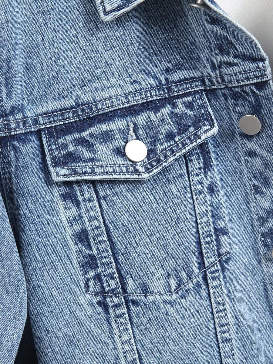 Manfinity Homme Men Cotton Flap Pocket Denim Jacket Without Tee, Fall