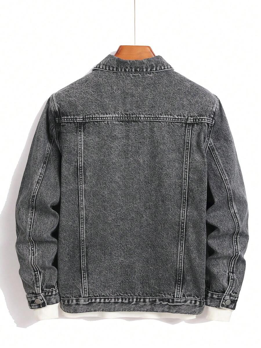 Manfinity Homme Men Cotton Flap Pocket Denim Jacket Without Tee, Fall