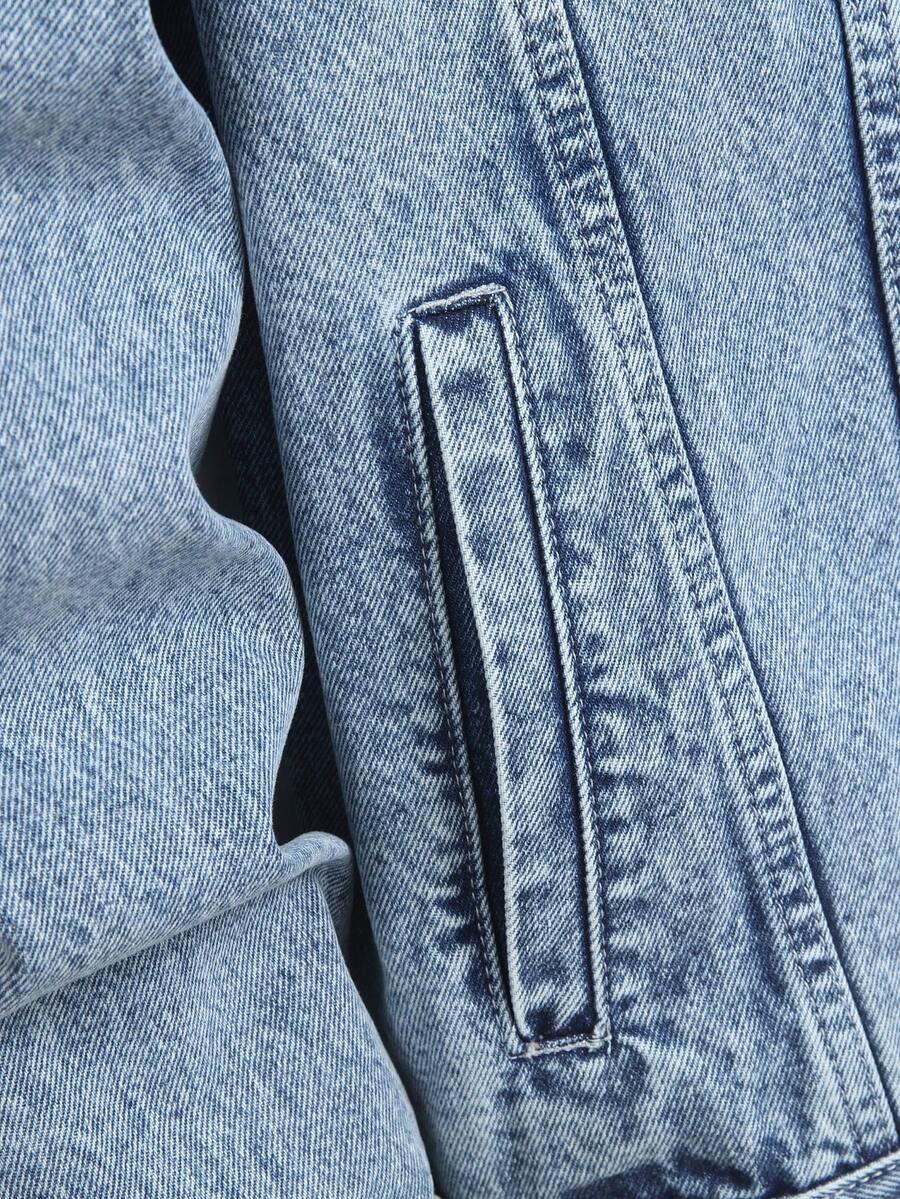 Manfinity Homme Men Cotton Flap Pocket Denim Jacket Without Tee, Fall