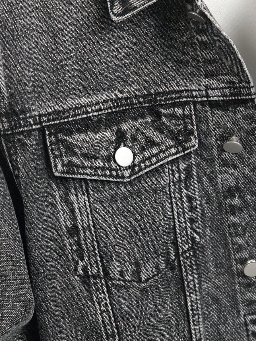 Manfinity Homme Men Cotton Flap Pocket Denim Jacket Without Tee, Fall