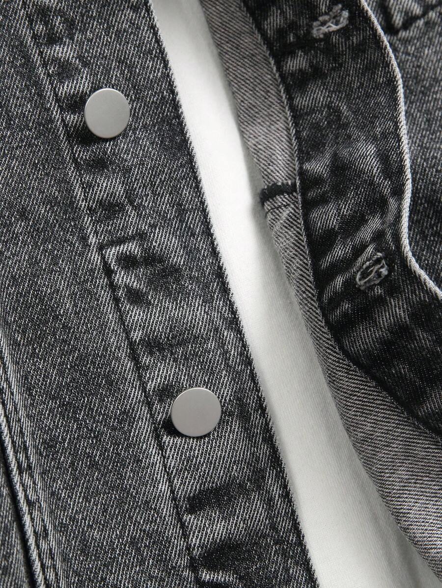 Manfinity Homme Men Cotton Flap Pocket Denim Jacket Without Tee, Fall