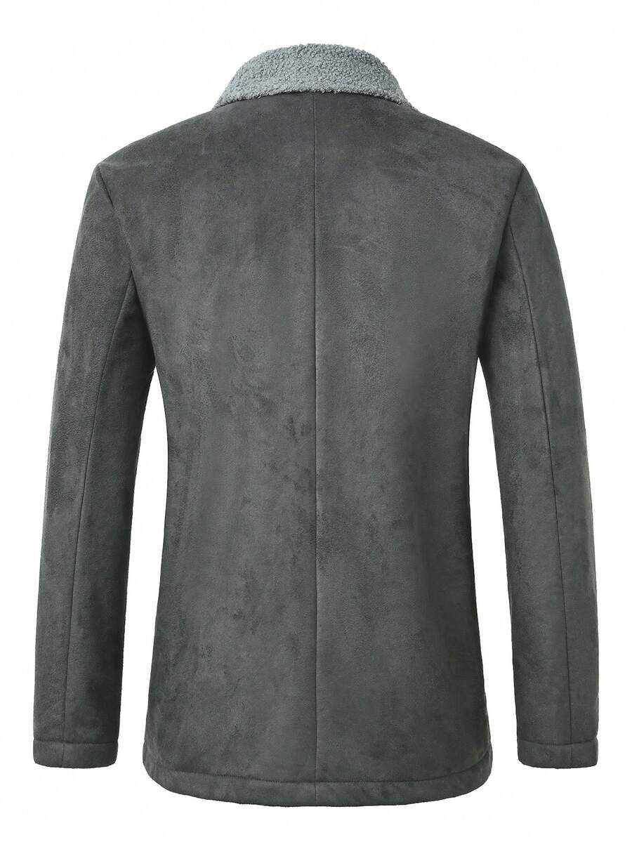 Manfinity Homme Men's Casual Thermal Lined Jacket With Turndown Collar, Autumn/Winter Men Fleece Jacket Men Coat Men Winter Coat Men Suede Jacket Men Sherpa Jacket
