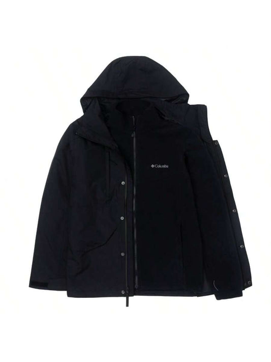 Columbia Men's Fleece 3-In-1 Softshell Jacket, Printed Logo, Single Layer Hooded, Hook And Loop Cuffs, Fashion XE4715010