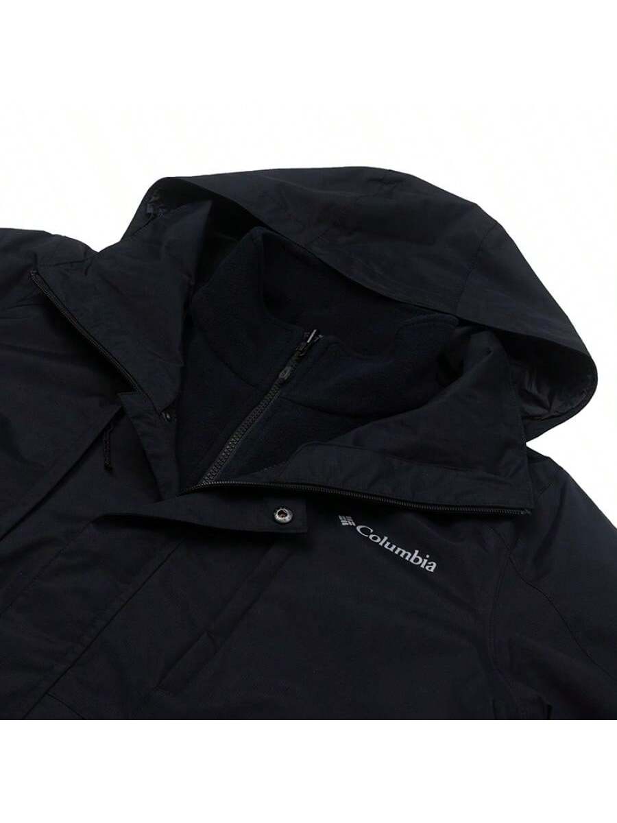 Columbia Men's Fleece 3-In-1 Softshell Jacket, Printed Logo, Single Layer Hooded, Hook And Loop Cuffs, Fashion XE4715010