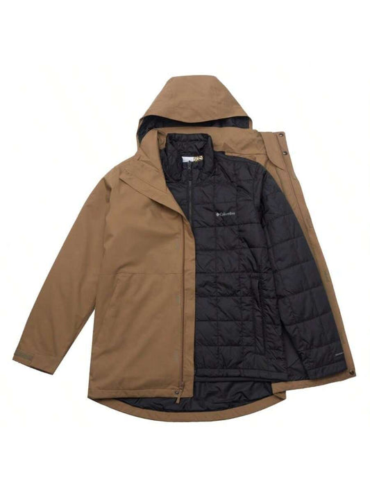 Columbia Men's 3-In-1 Softshell Jacket With Printed Logo, Single Layer Hooded, Waterproof, Hook And Loop Cuffs