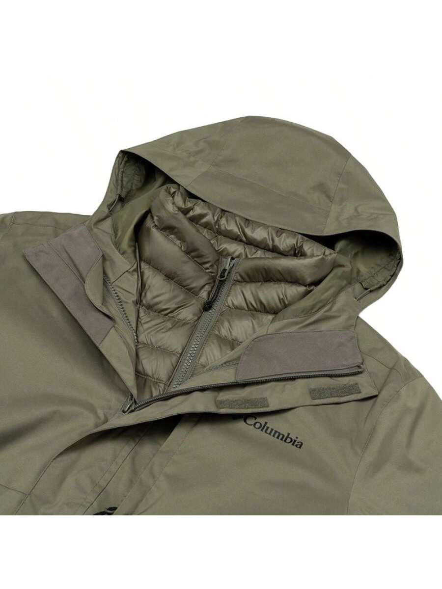 Columbia Men's 3-In-1 Hooded Softshell Jacket With Printed Logo, Comfortable And Warm
