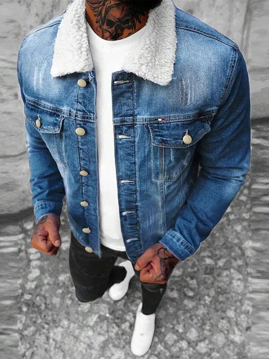 Vintage American Style Men Denim Jacket, Autumn/Winter