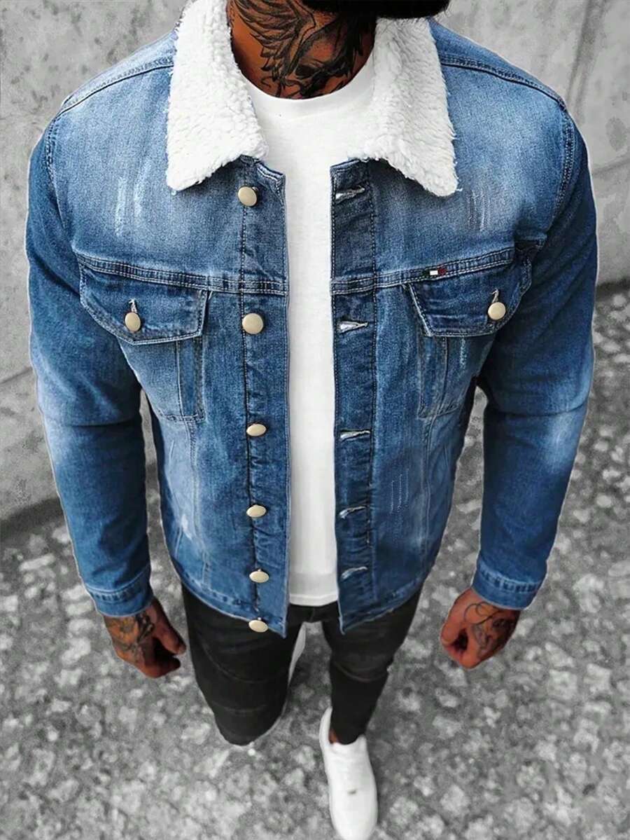 Vintage American Style Men Denim Jacket, Autumn/Winter