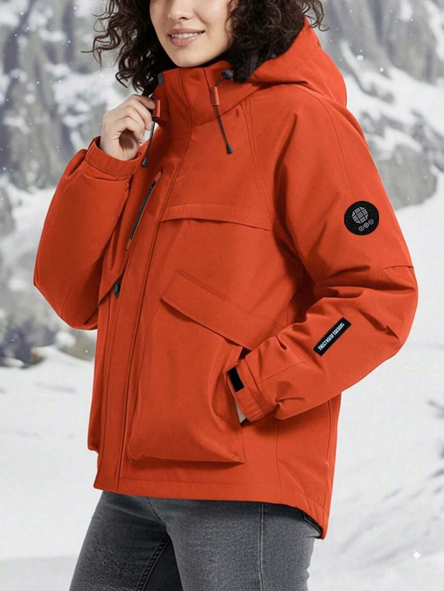 Women's Outdoor Waterproof Hooded Jacket - Warm Windproof Softshell Cargo Coat