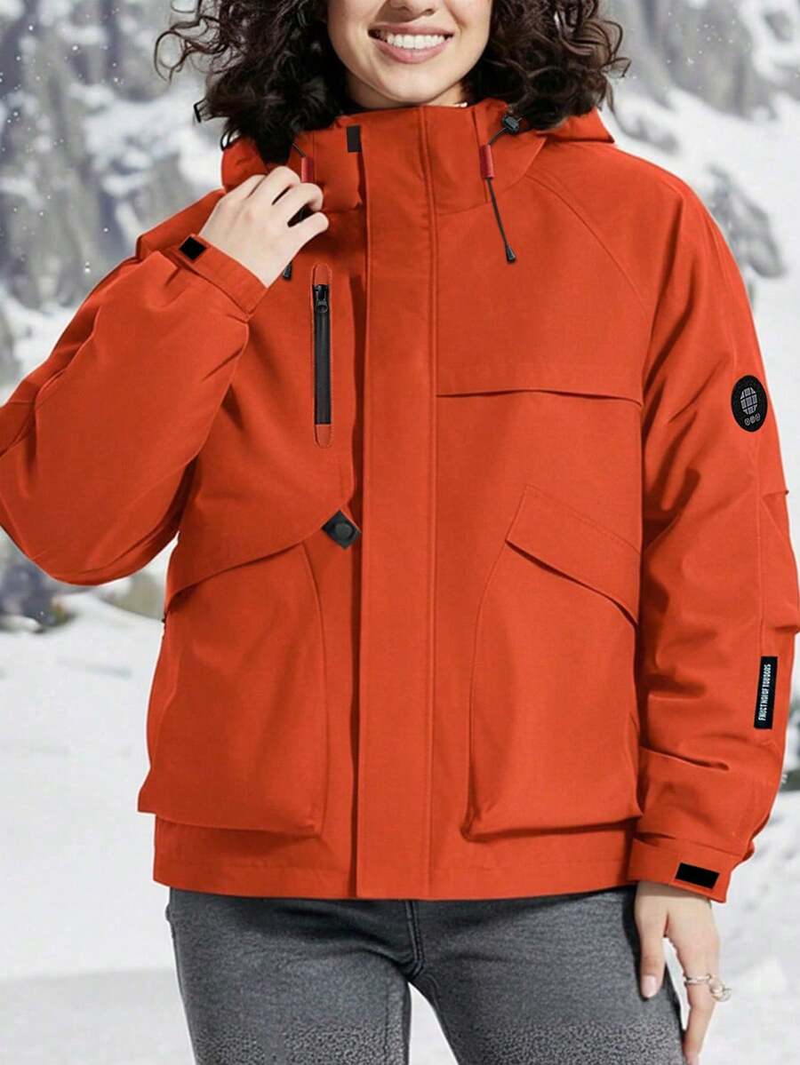 Women's Outdoor Waterproof Hooded Jacket - Warm Windproof Softshell Cargo Coat