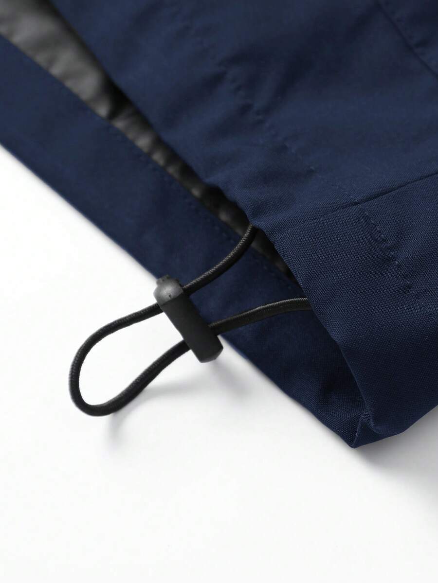 Manfinity Sporsity Men's Casual Versatile Sporty Stand Collar Jacket, Large Graphic Print, Young Couple Style, Large Pockets, Autumn/Winter Jacket Zipup Jacket Windbreaker Jacket Streetwear Jacket Techwear Jacket