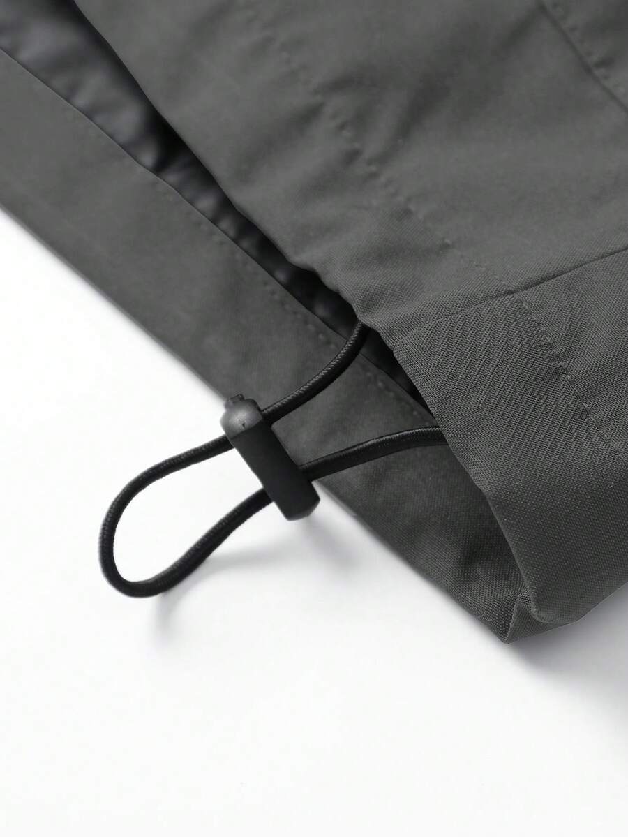 Manfinity Sporsity Men's Casual Versatile Sporty Stand Collar Jacket, Large Graphic Print, Young Couple Style, Large Pockets, Autumn/Winter Jacket Zipup Jacket Windbreaker Jacket Streetwear Jacket Techwear Jacket