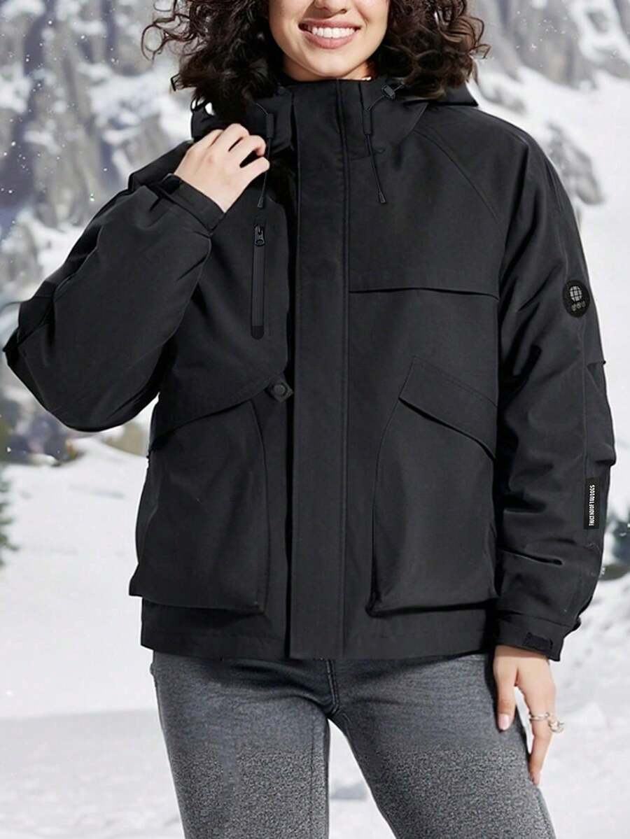 Women's Outdoor Waterproof Hooded Jacket - Warm Windproof Softshell Cargo Coat