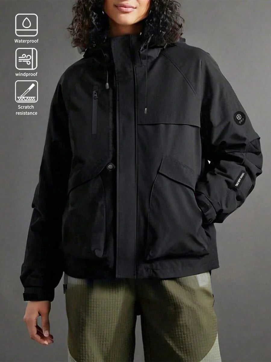 Women's Outdoor Waterproof Hooded Jacket - Warm Windproof Softshell Cargo Coat