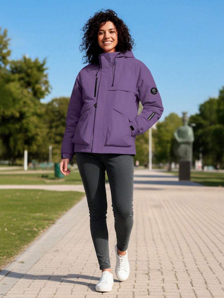 Women's Outdoor Waterproof Hooded Jacket - Warm Windproof Softshell Cargo Coat