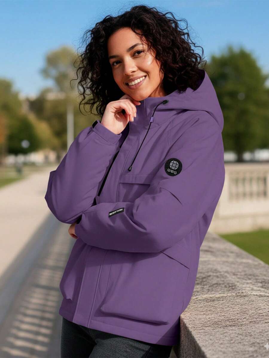 Women's Outdoor Waterproof Hooded Jacket - Warm Windproof Softshell Cargo Coat