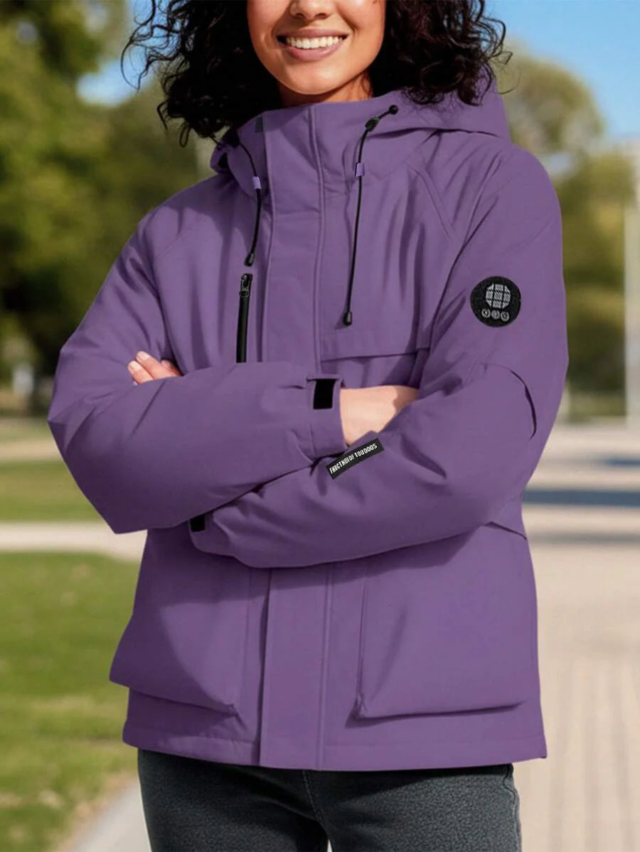 Women's Outdoor Waterproof Hooded Jacket - Warm Windproof Softshell Cargo Coat