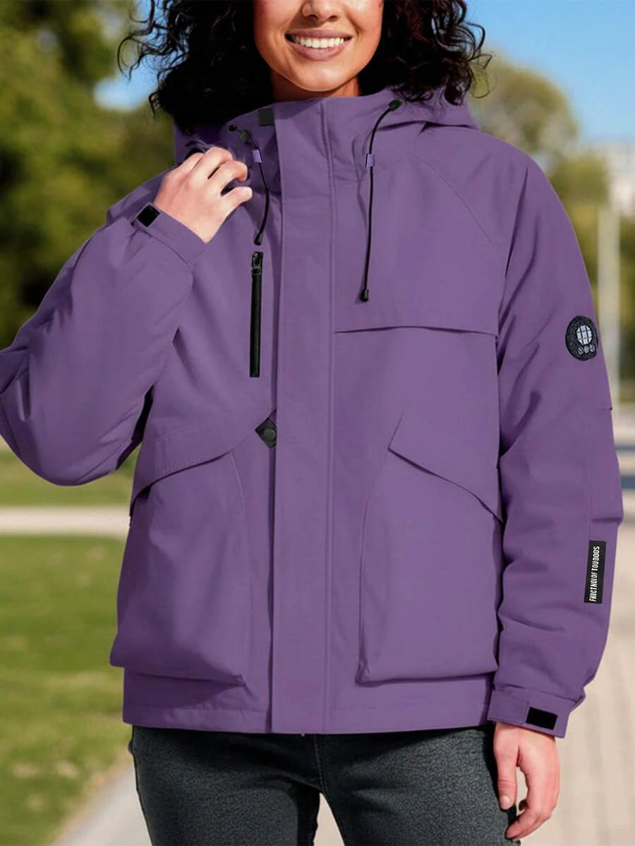 Women's Outdoor Waterproof Hooded Jacket - Warm Windproof Softshell Cargo Coat