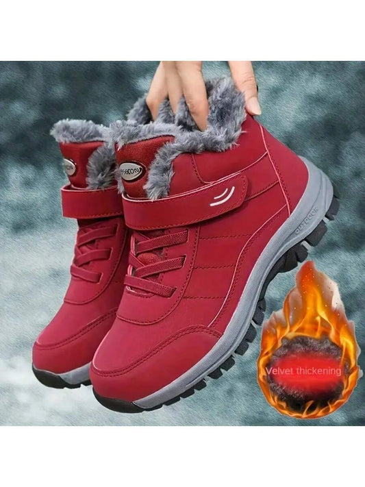 2025 Winter Men's Fashionable Non-Slip Fleece Snow Boots, Fleece-Lined Warm Ankle Boots, Couple Style Matching Boots