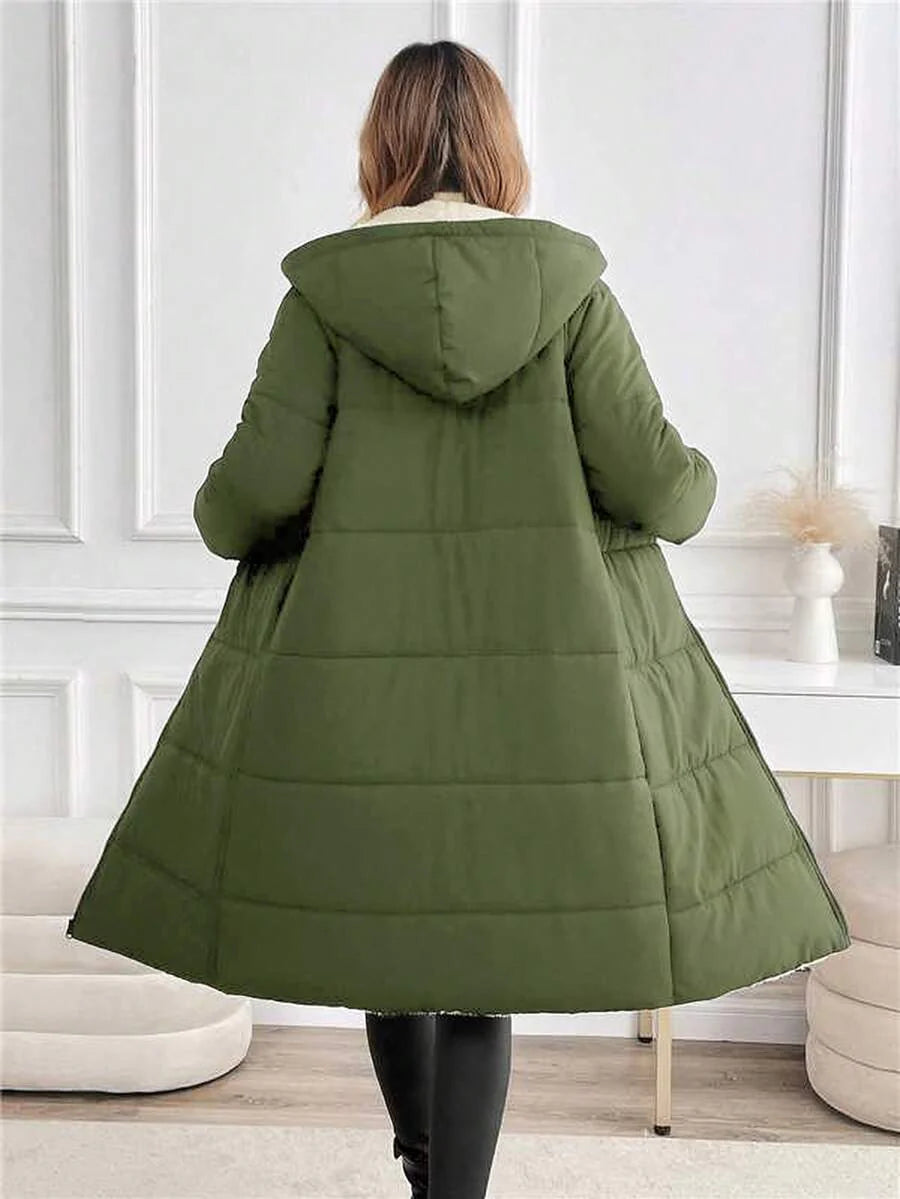 SHEIN Clasi Women Zip Up Hooded Teddy Lined Quilted Coat In Fall/Winter