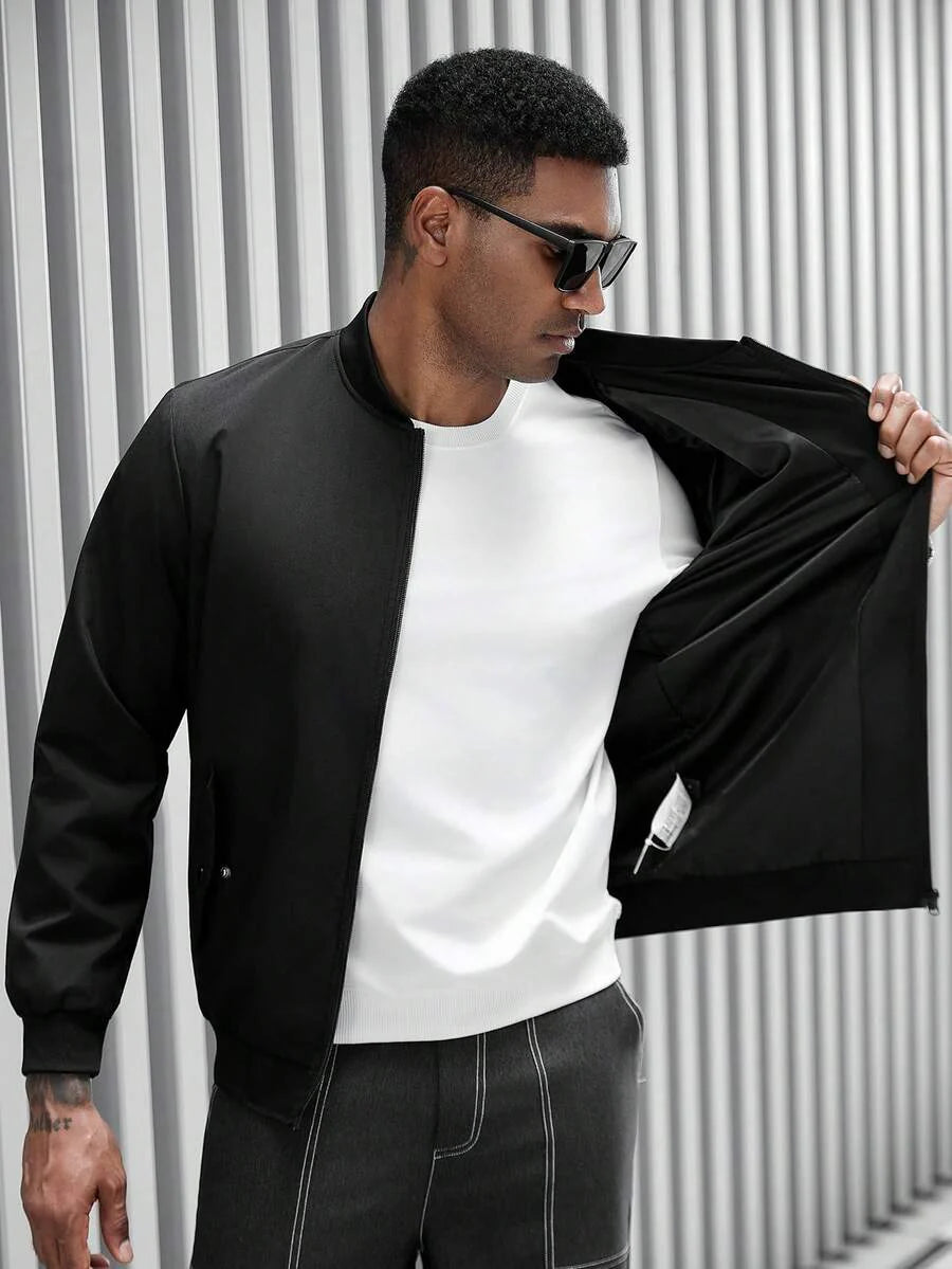 Manfinity Homme 2-In-1 Men's Casual Long Sleeve Reversible Casual Outdoor Windbreaker Jacket, Lightweight Summer Bomber Jacket, Fall
