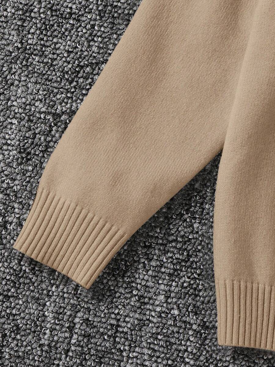 1pc Young Boys' Casual Comfortable Solid Color Versatile Loose Fit Turtleneck Sweater