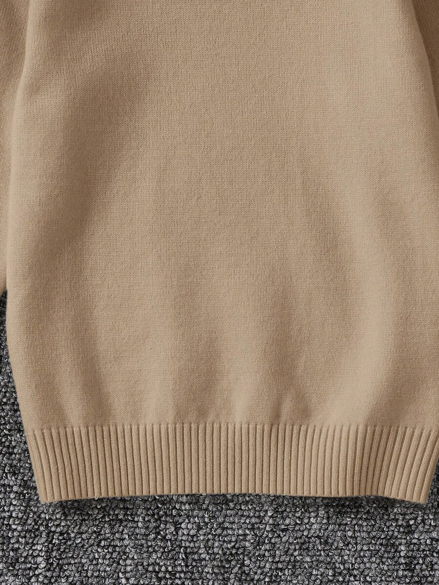 1pc Young Boys' Casual Comfortable Solid Color Versatile Loose Fit Turtleneck Sweater